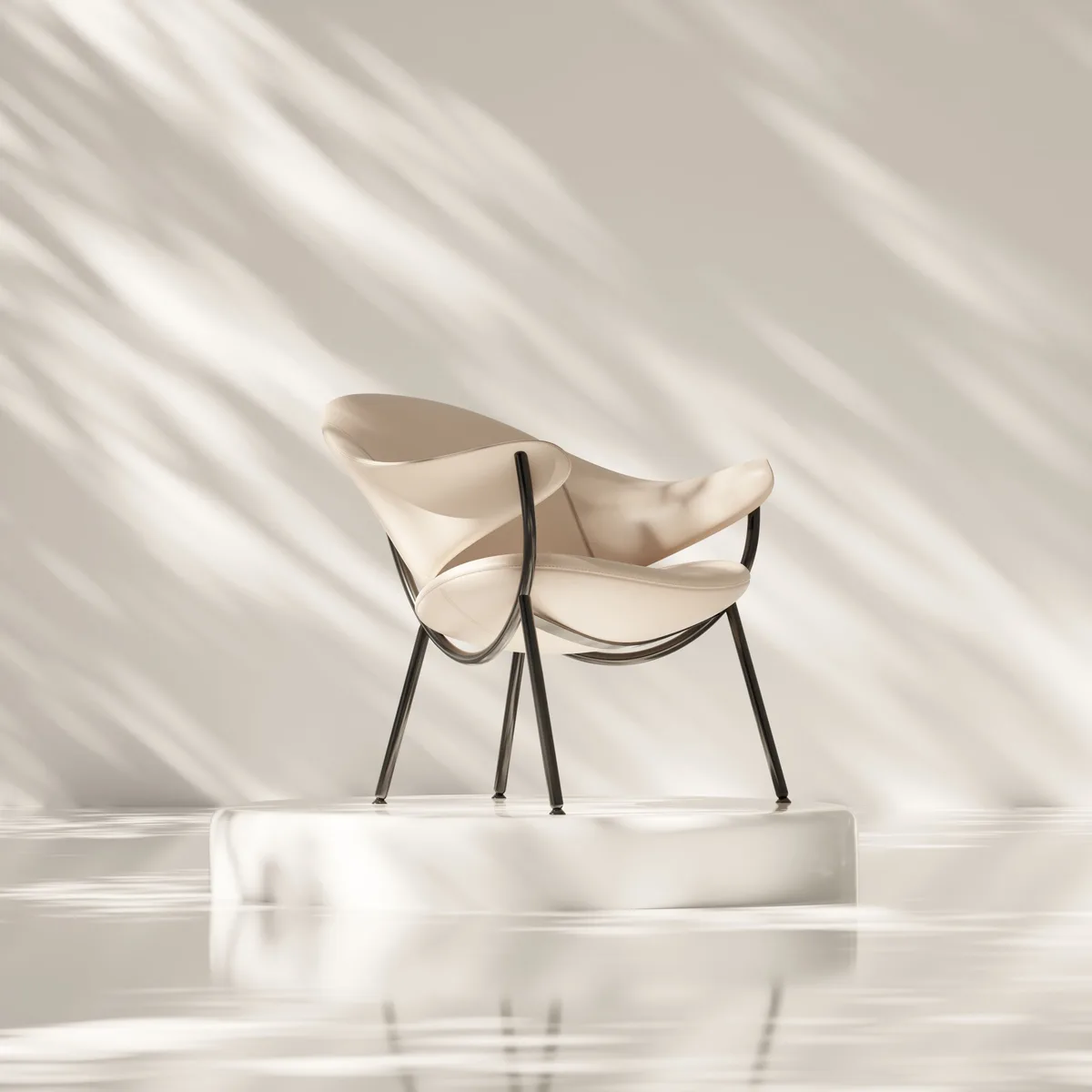 Sereno Lounge Chair in cream leather
